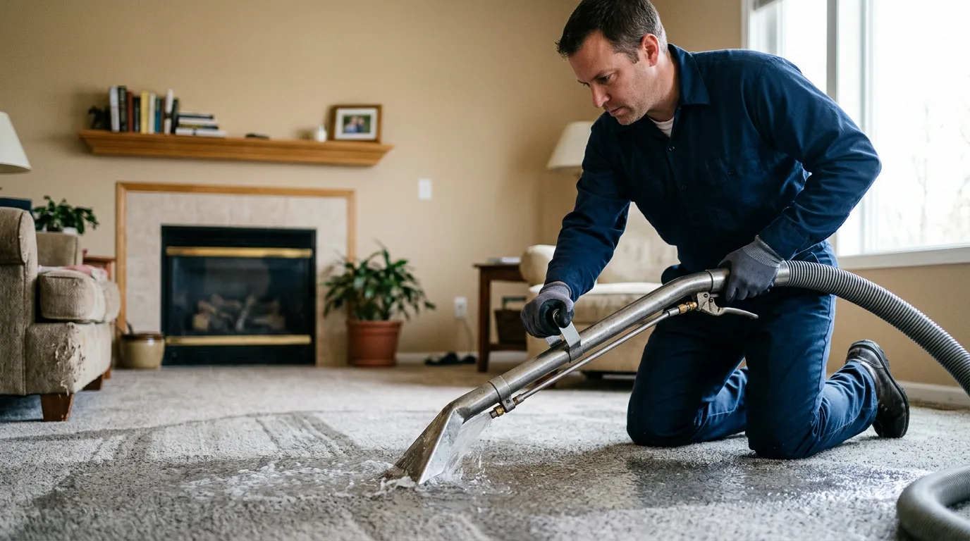 Water damage restoration technician working near Salina, KS